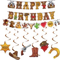 Wild Western Cowboy party banner garland hanging swirls decor Racing Horse banner boys Western Cowboy Birthday Decoration banner