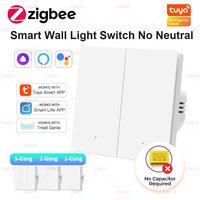 Tuya ZigBee Inteligentny włącznik światła Bez przewodu neutralnego Nie wymaga kondensatora Przełącznik ścienny 1/2/3 Gang Współpracuje z Alexa Google
