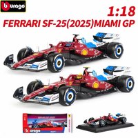 Bburago 1:18 Ferrari SF25 2025 Miami GP Voiture de course F1 # 16 Leclerc # Modèle réduit en alliage Hamilton 44, objet de collection, cadeau pour les amateurs