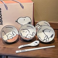 Cute Snoopy Tableware Ceramic Bowl Beautiful And High-Value Kawaii Set Bowl Anime Cartoon Household Tableware Suit Gift