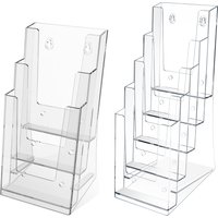 2 Pcs 3/5 Tiers Brochure Holder Clear Literature Display Stand Desk Flyer Pamphlet Storage Rack Office Card Note Holder