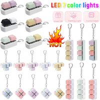 Keyboard Fidget Toy LED Keyboard Key Toy Stress Relief Tool Keychain Keyboard Click Button Fingertip Button with LED Light