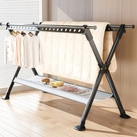 Foldable Drying Rack | Aluminum Clothes Drying Rack With Retractable Length And Folding Airer For Indoor & Outdoor Use - Space S