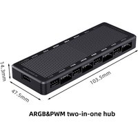 COOLCIRC 1 to 8 ARGB & PWM 2-in-1 Hub Magnetic Suction Splitter Support SATA Power 3Pin/4Pin Fan Controller for PC Case Fans
