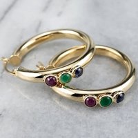 Minimal Copper Material Inlaid Colored Stone Hoops Earrings for Women Fashion Classic Banquet Vacation Jewelry Accessories Gifts