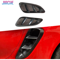 JIACHE Dry Carbon Fiber Rear Fender Side Air Vent Outlet Trim Mesh Grill Covers For Porsche Boxster Cayman 718 2016-2019