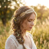 Greek Goddess Gold Leaf Tiara Bridal Wedding Crown Baroque Olive Branch Headband Roman Laurel Wreath Hair Accessories for Women