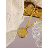 Ottoman Pattern Coin Design Pendant Necklace Middle Eastern Bridal Wedding Party Evening Festival Clothing Accessory