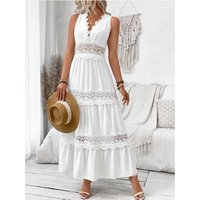 2026 Summer New Style Comfortable and Fashionable Lace Stitching V-neck Sleeveless Dress for Women