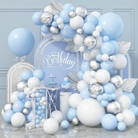 82Pcs White Blue Silver Latex Balloons Garland Arch Kit Baby Shower Baby Kid's Birthday Party Wedding Supplies Decorations