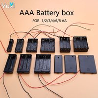 Yuxi 1piece AAA battery holder 1 2 3 4 6 8 slot battery box black plastic AAA size power battery storage box bracket lead