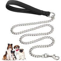 Chew Proof Metal Dog Leash, Heavy Duty Chain Lead with Nylon Handle for Medium Large Dogs