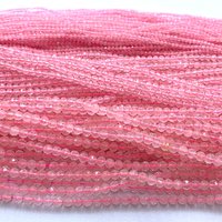 Veemake Pink Crystal Rose Quartz Natural DIY Necklace Bracelets Earrings Faceted Small Round Women's Beads For Jewelry Making