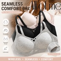 Women Seamless Wire Free Bra Hollow Cutout V-Neck Ribbed Soft Cup Breathable Invisible Underwear Adjustable Shoulder Strap Daily