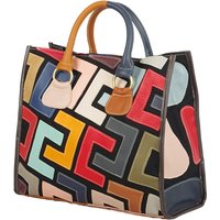 Genuine leather women's bag, ethnic style color contrasting design, large capacity tote bag, women's handbag