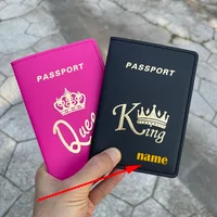 King and Queen Personalised Passport Cover with Gold Color Name for Couple Customizable Personalized Passport Holder Passeport