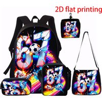 1/2/3/4/5pcs Colorful Number 67 Print Backpack Set Lightweight Daily Large Capacity School Bag Travel Bag Children Perfect Gift