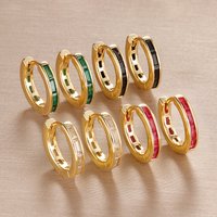 Simple 2PCS Stainless Steel Small Hoop Earrings For Women Shiny Colorful Zircon Huggie Punk Earring Wedding Piercing Jewelry