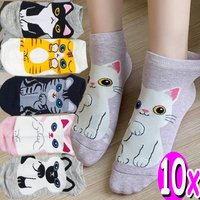 1/5pairs Cartoon Lovely Cat Puppy Soft Pure Cotton Anklet Socks Harajuku Kawaii Versatile Breathable Casual Short Middle Socks