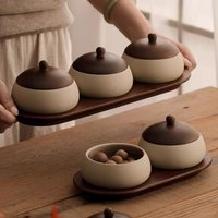Zen-style Chinese-style Solid Wood Fruit Platter for Home Living Room Coffee Table Compartments for Pastries and Dried Fruits