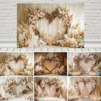 Boho Floral Arch Wall Photography Background Heart Shape Floral Arch Adult Wedding Maternity Portrait Decor Backdrop Studio Prop