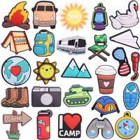 1-26Pcs Sun Camp Sleeping Bag Backpack Garden Shoe Buckle Charms Sunglasses Man Woman Decorations DIY Party Gift