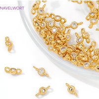 18K Gold Plated With Zircon Connectors For Jewelry Making,Brass Connector Charms,DIY Earring Making Supplies,Jewelry Connector