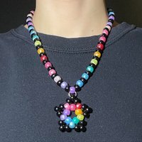 y2k handemade Kandi Star Necklace - Cute Beaded Chain For Women Girls, Trendy Festival Jewelry, Adjustable Fashion Accessories