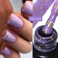 7ml Gold Foils Glitter Rubber Base Gel Nail Gel Polish Self-leveling Nail Art Construction Gel Varnish Soak Off UV Gel Varnish