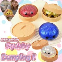 4 Styles Realistic Giant Dumpling Squeeze Toy With Bamboo Steamer Soft Dough Ball Decompression Fidget Toy Funny Creative Gift