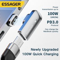 Essager PD 100 W magnetischer USB-C-OTG-Adapter, schnelles Aufladen, Typ-C-Magnetanschluss, 20 Gbit/s, Datensynchronisierung, 4K bei 60 Hz, für MacBook-Laptop