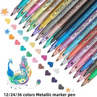 Metallic Markers Pens12/24/36 Colors Art Painting Pen for Wood Canvas Stone Rock Painting Glass Ceramic Surfaces DIY Crafts