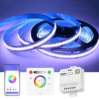 5M 10M 20M COB RGB+CCT LED Strip 24V Dimmable Bed Room Ceiling Party Light Decor RF Touch Panel Remote Kit Bluetooth APP Control