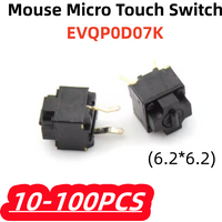 10-100Pcs/Lot 100% New EVQP0D07K EVQ-P0D07K Logitech Mouse Micro Touch Switch Black Dot IE4.0 Thunder Shark 6.2*6.2 Original