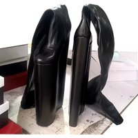 DIZHUANG Sexy women's high heels boots Elastic boots Black leather super long boots About 40cm heel height Wedges over knee boot