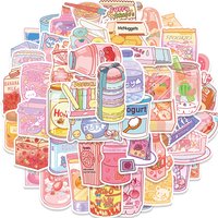 50PCS Ins Style Creative Snack Stickers, DIY Decorative Waterproof Stickers for Mobile Phones, Cups, Stationery Boxes, Scrapbook