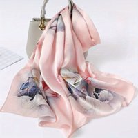 100% Mulberry Silk Long Scarf for Women Large Oblong Shawls for Headscarf Neck- Oblong Hair Wraps Gift Packed Pink Lotus Print