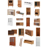 1:6 Dollhouse Miniature Wooden Cabinet Doll House Bookcase Locker Handcrafted Bedside Table Furniture Model Decor Mini Cabinet