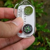 3-in-1 Keychain, Equipped with A Liquid Free Thermometer, Reliable Compass, and Magnifying Glass Suitable for Travel and Camping