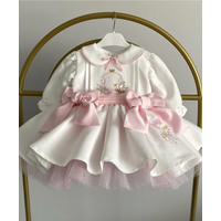 0-12Y Autumn Baby Girl Flower Embroidery White Vintage Ball Gown Princess Dress for Casual Party Birthday Eid Photography C36