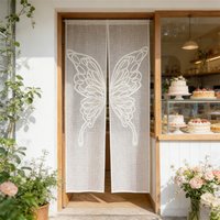 Butterfly Wing Door Curtain DIY Cut‑able Lace Semi‑Sheer Noren Curtain Romantic Fairy Partition Curtain for Bedroom Cafe Decor