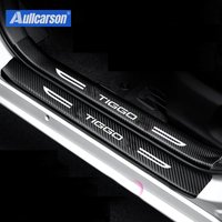 For New Chery Tiggo 9 2024 2025 Car Door Sill Leather Stickers Plate Carbon Fiber Threshold Strip Accessories 10 Pieces