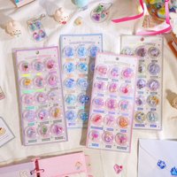 1/6PCS DIY 3D Capsule Crystal Stickers - Kawaii Embossed Relief Decals, Scrapbooking Journal Cute Stationery for Children’s Toy