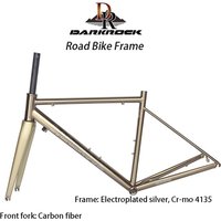 700C Gravel Bike Frame ,4135 CR-M0 Steel Frame with Carbon Fork, 47cm 50cm 53cm Road Bicycle Frameset