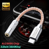 DAC HiFi Headphone Amplifier USB C to 3.5 mm Jack Cable ALC5686 Chip 32b/384kHz Audio Decoder IEM AMP for iPhone15 16 Samsung