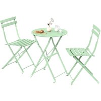 3Piece Outdoor Bistro Set, Folding Patio Furniture Set with Table and 2 Chairs, WeatherResistant Steel Balcony Furniture, for B