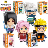 Keeppley Naruto Team 7 Assembled Building Blocks Kakashi Sakura Naruto Sasuke Anime Collectible Figurine Model Desk Decor Orname
