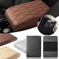 Center Console Arm Rest Protection Cushion Car Armrest Mat Wave Embroider PU Leather Auto Armrests Storage Box Cover Pad