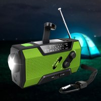 2000mAh Emergency Radio RechargeablePower Bank with Portable FM Radio USB/Solar/Hand Crank Charging SOS Alarm & Flashlight