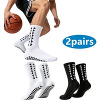 2pairs unisex men women non slip grip tennis hiking skateboard socks towel bottom breathable shockproof athletic